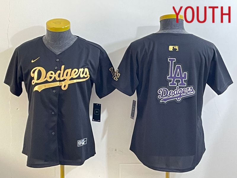 Youth Los Angeles Dodgers Blank Black Gold Game 2024 Nike MLB Jersey style 12093